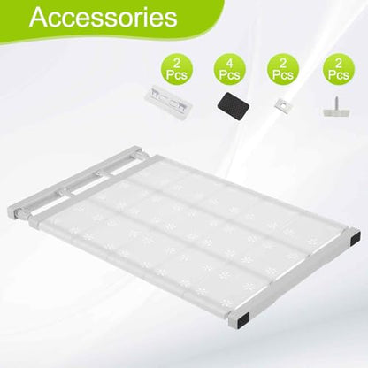 HARFINGTON Expandable Closet Tension Shelf 23.62" to 39.37" Adjustable Closet Organizer 2.5" x 13.78" Flower Pattern Storage Rack for Wardrobe Cupboard Kitchen Bedroom - size: 60cm to 100cm