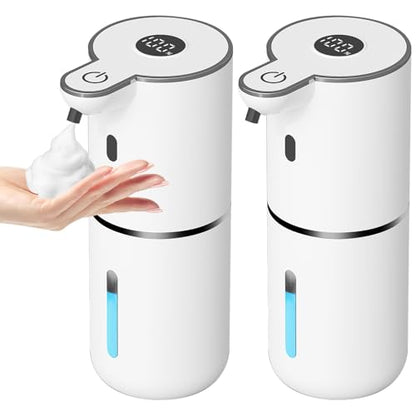 OHIFAST 2 Pack Automatic Foaming Soap Dispenser Touchless, USB Rechargeable Smart Hand Soap Dispenser, 6-Level Adjustable, 12.8oz/380mL Wall Mount for Bathroom Kitchen Dish Soap-White - color: 2 Pack- White, style: Foam