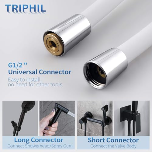 TRIPHIL Kink-Free Extra Long Flexible Shower Head Hose Replacement, Premium Anti-Explosion Matte White RV Shower Hose with Brass Insert and Nut - color: Matte White, size: 118 Inch