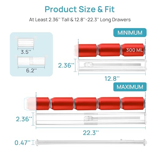 Vtopmart 2.36" Drawer Dividers with Expandable Inserts, 12.8"-22.3", 8 Pack | Adjustable Kitchen Drawer Organizer, Clear Organizer Separator for Flatware, Utensil, Cutlery, 8 Dividers with 14 Inserts - size: Short-2.36" with Inserts