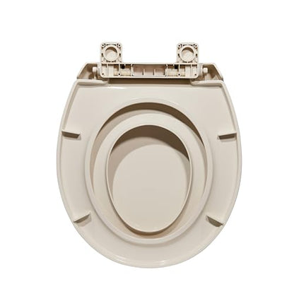 Toilet Seat Cover with Toddler Seat Round – Potty Training Toilet for Kids and Adults, Durable PP Toilet Seat with Built-in Child Potty Seat, Almond - color: Almond, size: Round