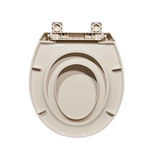 Toilet Seat, Round Toilet Seat with Toddler Seat Built in, Potty Training Toilet Seat Round Fits Both Adult and Child, with Slow Close and Magnets- Round Almond - color: Almond, size: Round, style: With Toddler Seat
