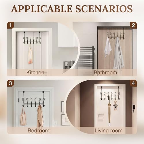 Twisted Design Over The Door Hook Rack With 12 Hooks - Towel, Coat Hanger for Bathroom, Bedroom or Laundry Room (Black) - style: Black with 12 Hooks