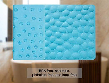 Non-Slip Bathtub Mat OTHWAY Soft Rubber Bathroom Bathmat with Strong Suction Cups (Blue) - color: Blue, size: 31.5" x 16" (Rectangular)