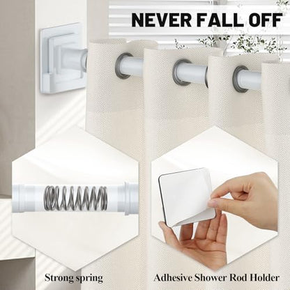 UIOSANRT White Shower Curtain Rod 31-68 inches with Holders, Stainless Steel Shower Rod & Tension Rod, Adjustable Tension Shower Curtain Rod for Bathroom, Windows, Closet - color: White, size: 31"-68"