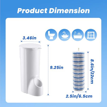 Toilet Cleaning Wand Holder (No Wand) 1 Caddy & 10 Packs Brush Refills Only, Disposable Brush Kit, Stand Toilet Starter Kit, Wall Mounted Storage Caddy, Refills Container for Cleaning Supplies - color: Pearl White