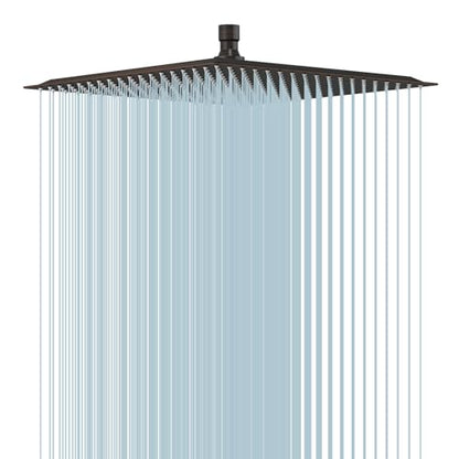 16 In Rain Shower Head High Pressure Rainfall Shower Head Bronze | Square Rain Bathroom Showerhead, High Flow, Large Stainless Steel, Ceiling Mounted, Wall Mounted, Waterfall Full Body - color: Oil Rubbed Bronze, size: 16 Inch