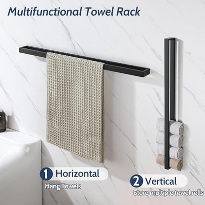 Sayayo Matte Black Towel Bar for Bathroom, 31.5 Inch Hand Towel Holder Wall Mount Square Towel Ring SUS304 Stainless Steel Towel Rack - color: Black, size: 31.5 INCH