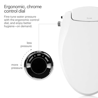 Brondell Bidet Toilet Seat Non-Electric Swash Ecoseat, Fits Elongated Toilets, White - Dual Nozzle System, Ambient Water Temperature - Bidet with Easy Installation - size: Elongated, style: S101