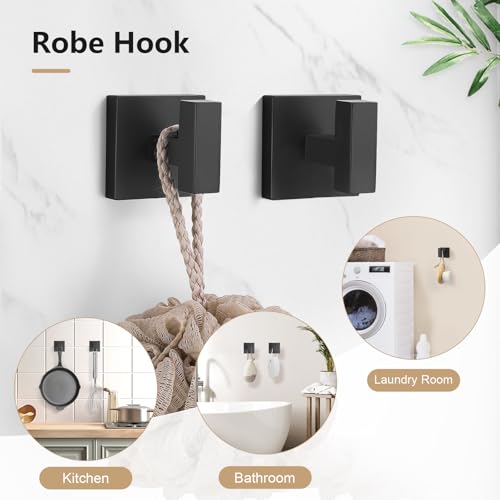 TQKAG 5-Pieces Matte Black Bathroom Hardware Accessories Set 23.6" SUS304 Stainless Steel Towel Bar Set Wall Mounted Square Toilet Paper Holder with Shelf - color: Matte Black, size: 5-Pieces Set-B