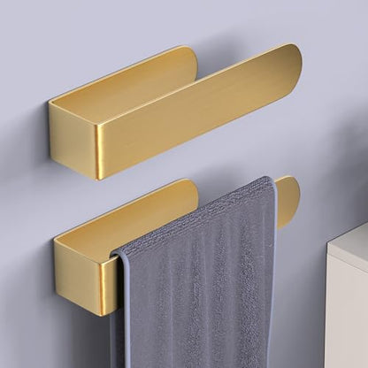 HUFEEOH 2 Pack Adhesive Hand Towel Holder, Kitchen Towel Rack Towel Bars Wall Mounted, Stainless Steel Bath Holder for Bathroom Hotel Kitchen (Gold, 8 Inch(2PC)) - color: Gold, size: 8 Inch (2PC)