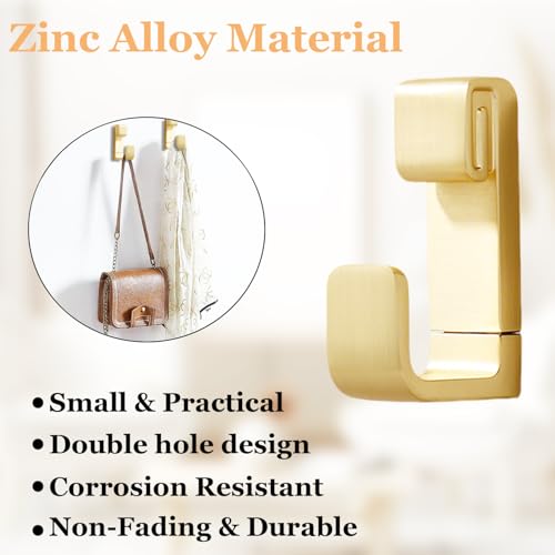 2pcs Coat Hanger Wall Mount Heavy Duty Heavy Duty Coat Hooks Zinc Alloy Robe Hooks Wall Mounted with Screws for Key, Towel, Bags, Cup, Hat (Gold) - color: Gold