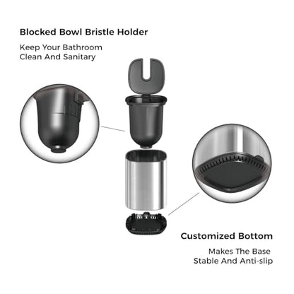 Toilet Brush and Holder Set Toilet Bowl Brush Stainless Steel Automatic Open lid Toilet Bowl Cleaner Brush Set Toilet Scrubber Kit Toilet Cleaning Brush for Bathroom - color: Stainless Steel
