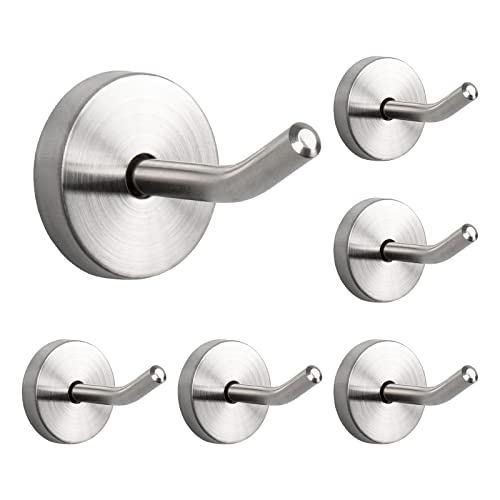 NearMoon Coat Hooks, Wall Mount Hooks for Hanging Hat Hurse Robe, 304 Stainless Steel Heavy Duty Towel Hangers for Bathroom Livingroom Hotel Kitchen Garage, 6 Pack (2 Inch, Brushed Nickel) - color: Brushed Nickel, size: 2 Inch (Wall)