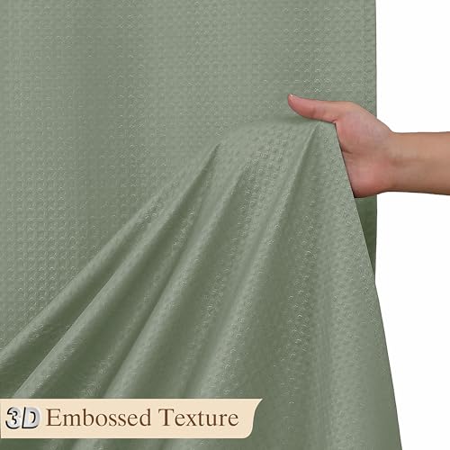 Aiyufeng Waterproof Fabric Shower Curtains for Bathroom，Dot Like Embossed Textured Soft Polyester Cloth Stall Shower Curtain，Hotel Luxury Quality Machine Washable，36Wx72L，Sage Green - color: Sage Green, size: 36"W x 72"L (Pack of 1)