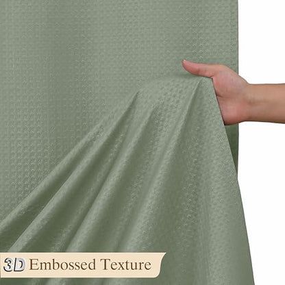 Aiyufeng Waterproof Fabric Shower Curtains for Bathroom，Dot Like Embossed Textured Soft Polyester Cloth Stall Shower Curtain，Hotel Luxury Quality Machine Washable，36Wx72L，Sage Green - color: Sage Green, size: 36"W x 72"L (Pack of 1)