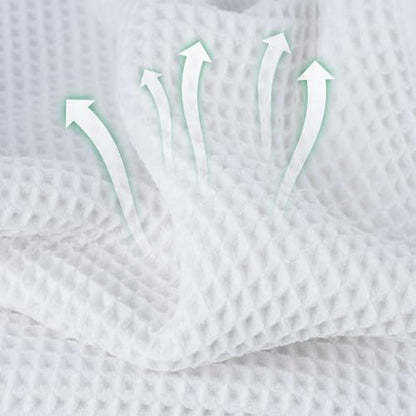 Microfiber Waffle Hand Towels, 2 Pieces, Soft, Absorbent, Fast Drying, Lint Free 430 GSM (White) - color: White