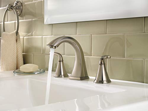 Pfister Pasadena 8 inch Widespread 3 Hole Bathroom Sink Faucet with 2 Handles, Brushed Nickel Finish, Push & Seal Drain, Water-Efficient WaterSense Certified LF049PDKK - color: Brushed Nickel