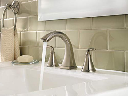 Pfister Pasadena 8 inch Widespread 3 Hole Bathroom Sink Faucet with 2 Handles, Brushed Nickel Finish, Push & Seal Drain, Water-Efficient WaterSense Certified LF049PDKK - color: Brushed Nickel