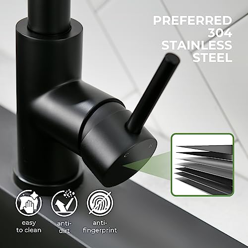 VFAUOSIT Touchless Kitchen Faucet with Pull Down Sprayer, Matte Black | 3 Spray Modes, cUPC/CEC Certified, SUS304 Steel, Fingerprint-Resistant Finish, Ceramic Disc Valve, Single-Handle Control - color: Matte Black-07