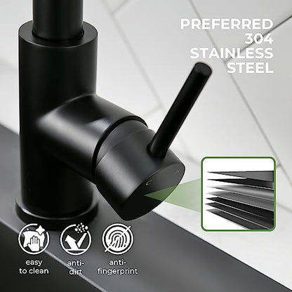 VFAUOSIT Touchless Kitchen Faucet with Pull Down Sprayer, Matte Black | 3 Spray Modes, cUPC/CEC Certified, SUS304 Steel, Fingerprint-Resistant Finish, Ceramic Disc Valve, Single-Handle Control - color: Matte Black-07