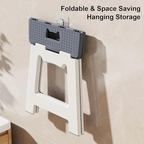 Foldable Shower Stool for Shaving Legs, Plastic Foot Rest Stools to Shave Leg, Folding Small Corner Step Seat for Inside Shower, Collapsible Bench Chair for Travel/Bathroom, Waterproof,13" Height