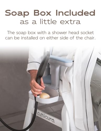 U-Shaped Shower Chair, Modular Arms & Back, 300 lb, Blue | Soft EVA padding, adjustable height, non-slip feet, tool-free setup, and a warm home-friendly look - color: Blue