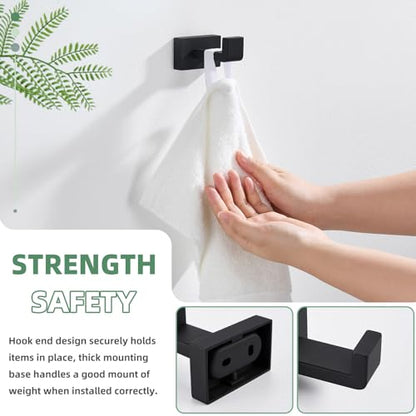 Suyar Matte Black Towel Hook, Coat Robe Holder for Bathroom Wall | SUS304 Stainless Steel, Screw Mount - color: Matte Black
