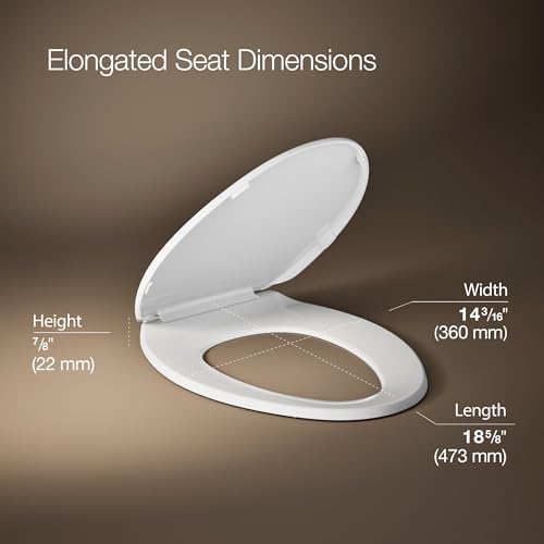 KOHLER K-4774-0 Brevia Elongated White Toilet Seat with Quick-Release Hinges And Quick-Attach Hardware For Easy Clean, White - color: White, size: Elongated