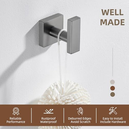 Angle Simple Gunmetal Gray Bathroom Towel Hook, Coat Robe Clothes Wall Hook | SUS304 Stainless Steel, Bathrobe Holder for Hat Dog Leash Bag Key, Kitchen Shower Hand Towel Hanger, Screw Wall Mount - color: Gunmetal Gray