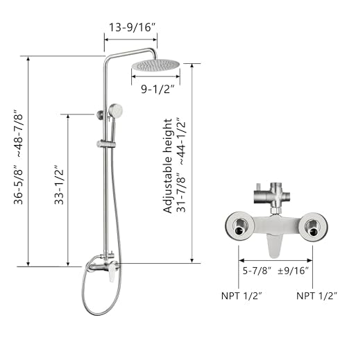 Shower Faucet -Shower System，Shower Faucets Sets Complete - Outdoor Shower Kit/Outdoor Shower Enclosure/Outdoor Shower Fixtures W/ SS304 Shower Head with Handheld High Pressure, Brushed Nickel - color: Brushed Nickel-2F