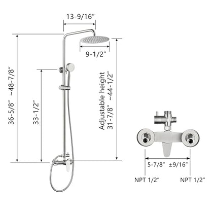 Shower Faucet -Shower System，Shower Faucets Sets Complete - Outdoor Shower Kit/Outdoor Shower Enclosure/Outdoor Shower Fixtures W/ SS304 Shower Head with Handheld High Pressure, Brushed Nickel - color: Brushed Nickel-2F