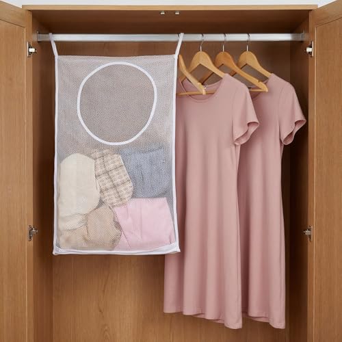 Portable Hanging Laundry Hamper, 28.74 X 18.89 Inches, Over the Door Laundry Basket, Wall Mounted Mesh Laundry Hamper, Large Foldable Laundry Bag for Dirty Clothes Storage, Door, Caravan, Bathroom