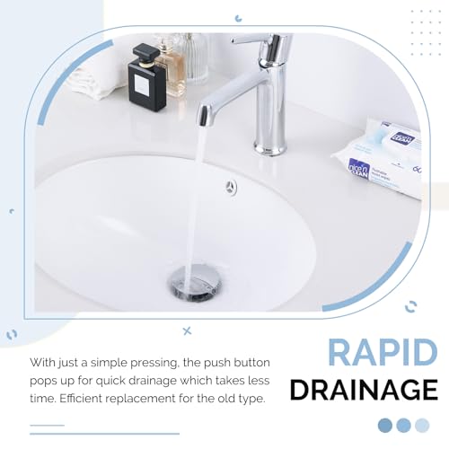 Angle Simple Bathroom Sink Drain, Pop Up Stopper with Overflow Hole, Chrome | Brass Sink Stopper with Stainless Steel Tailpiece, Fit 1.61 to 2 Inches Diameter of Drain Hole - color: Chrome
