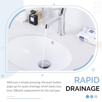 Angle Simple Bathroom Sink Drain, Pop Up Stopper with Overflow Hole, Chrome | Brass Sink Stopper with Stainless Steel Tailpiece, Fit 1.61 to 2 Inches Diameter of Drain Hole - color: Chrome