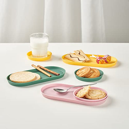 Blue Ginkgo Mini Silicone Trays – Set of 6 Easy-Clean Organizers for Bathroom, Kitchen, Desk, Vanity, and Cosmetics (Green, Yellow, Pink) - color: Green