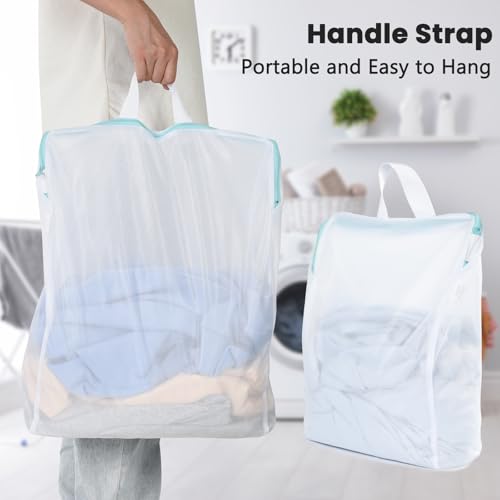 OTraki 12x16 Inch Mesh Laundry Bag 2 Pack Small Lingerie Bags with Handle and Zipper Fine Mesh Bags Delicate Washable Laundry for Home Colleage Travel Don't Drying, Melting 140-176℉, White | Fine Mesh Bags with Zipper Delicate Washable Laundry for Home Co