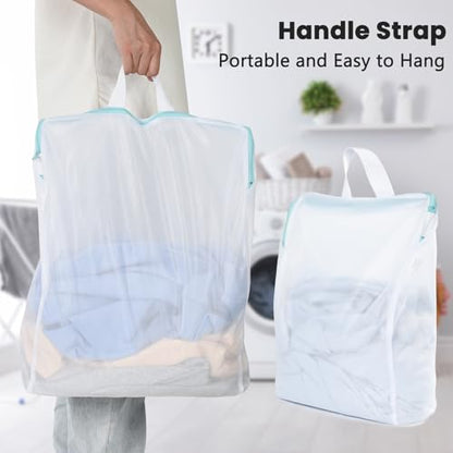 OTraki 12x16 Inch Mesh Laundry Bag 2 Pack Small Lingerie Bags with Handle and Zipper Fine Mesh Bags Delicate Washable Laundry for Home Colleage Travel Don't Drying, Melting 140-176℉, White | Fine Mesh Bags with Zipper Delicate Washable Laundry for Home Co