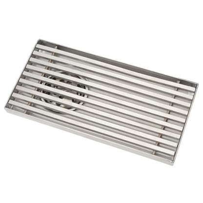 304 Stainless Steel Linear Shower Drain 8 Inch Long 20x10 cm Rectangular Floor Grate for 50 mm Pipe Middle Outlet (Side Drain) - size: Side Drain