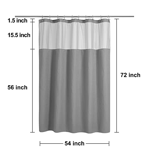 N&Y HOME 54 x 72 Waffle Weave Shower Curtain with Snap-in Liner Set Gray | 12 Metal Hooks Included, Snap on/off Fabric Liner, Hotel Style & Mesh Top Window, Machine Washable, 54x72 Shower Stall Size - color: Grey, size: 54"W x 72"L (Pack of 1)