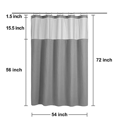 N&Y HOME 54 x 72 Waffle Weave Shower Curtain with Snap-in Liner Set Gray | 12 Metal Hooks Included, Snap on/off Fabric Liner, Hotel Style & Mesh Top Window, Machine Washable, 54x72 Shower Stall Size - color: Grey, size: 54"W x 72"L (Pack of 1)