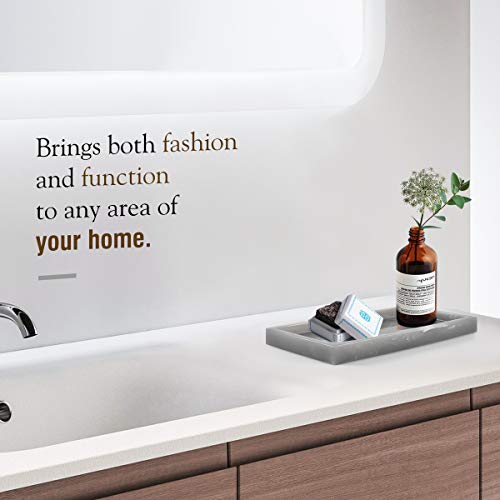 Luxspire Resin Bathroom Vanity Tray Countertop Organizer, Mini, Ink Gray | 8 x 4 inch, non-slip waterproof resin, easy wipe clean, fits bath kitchen vanity, holds jewelry toiletries soap - color: Ink Gray, size: Mini