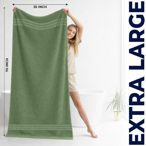 DAN RIVER 2 Pack Bath Sheets Extra Large 35x70, Large Bath Towels for Adults, XL Oversized Heavy Duty Towel Set, 600 GSM 100% Ring Spun Cotton, Soft Quick Dry, Sage Green - color: Sage Green