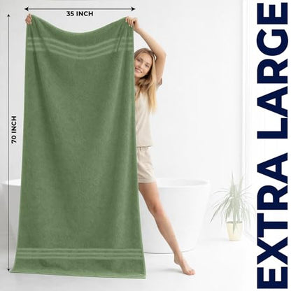 DAN RIVER 2 Pack Bath Sheets Extra Large 35x70, Large Bath Towels for Adults, XL Oversized Heavy Duty Towel Set, 600 GSM 100% Ring Spun Cotton, Soft Quick Dry, Sage Green - color: Sage Green