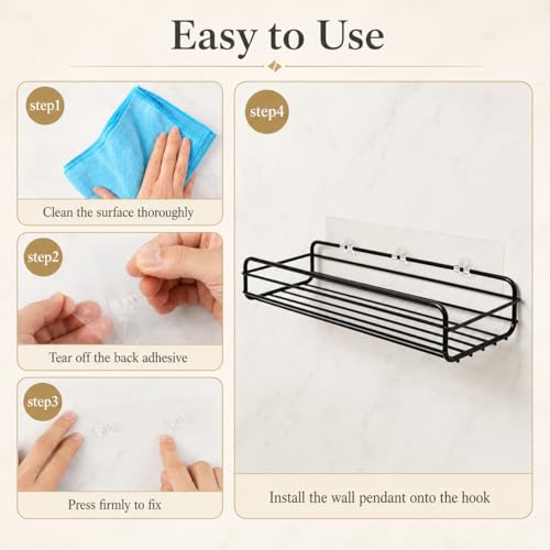 Shower Caddy Adhesive Replacement, 8 Pcs Strong Shower Shelf Adhesive, WaterProof Showers Adhesives Strip, Ad-hesive Hook for Showers, No Drilling for Bathroom Storage Shelve and Kitchen Rack - color: 8pcs Transparent