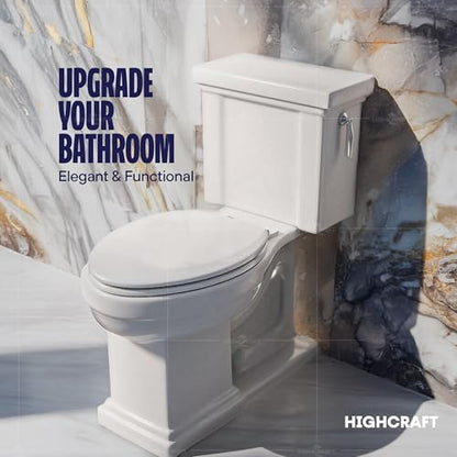 Highcraft W4TSWE Elongated Molded Wood Toilet Seat Slow Close ? Easy Remove ? Adjustable Hinge, White - color: White