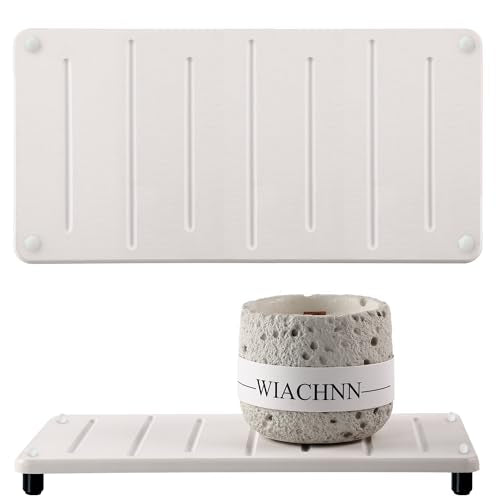 2PCS Water Absorbing Stone Drying Mat for Bathroom Sink & Kitchen Counter Organizer, Instant Dry Soap Dispenser Sponge Holder, Sink Caddy, Vanity Tray (10"x5"-White) - color: 10" X 5" White With Feet