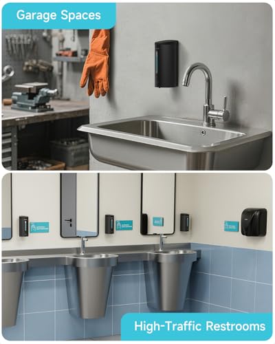 AIKE Automatic Liquid Soap Dispenser,25oz Capacity for Bathroom,Matteblack | No-Drill and Screw Wall Mount Install Design for Space-Saving,4*AA batteries(Not Included) Ensure Long Standby,Model AK1205E - color: Matte Black