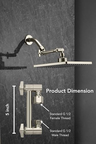 5 Inch Adjustable Shower Head Extension Arm With Locking Set Screw, Singing Rain 304 Stainless Steel Nickel Brushed Angle Height Adjustable, G1/2 Universal Connector Compatible (Nickel Brushed) - color: 2. Nickel Brushed, style: 5 inch