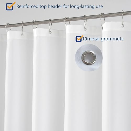 N&Y HOME Fabric Shower Curtain Liner 60 x 72 inches, White | Hotel Quality, Bottom Magnets, Machine Washable, Water Repellent, 60x72 Bathroom Curtain with Grommets - color: White, size: 60"W x 72"L (Pack of 1)